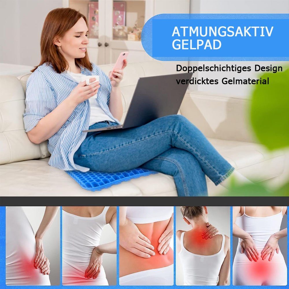 Sarfly Stuhlkissen Gel Sitzkissen Orthopädisches Sitzkissen Verdickung Sitzkissen, Atmungsaktiv Entlastet Hüftmüdung für Auto, Büro & Rollstuhl Kissen