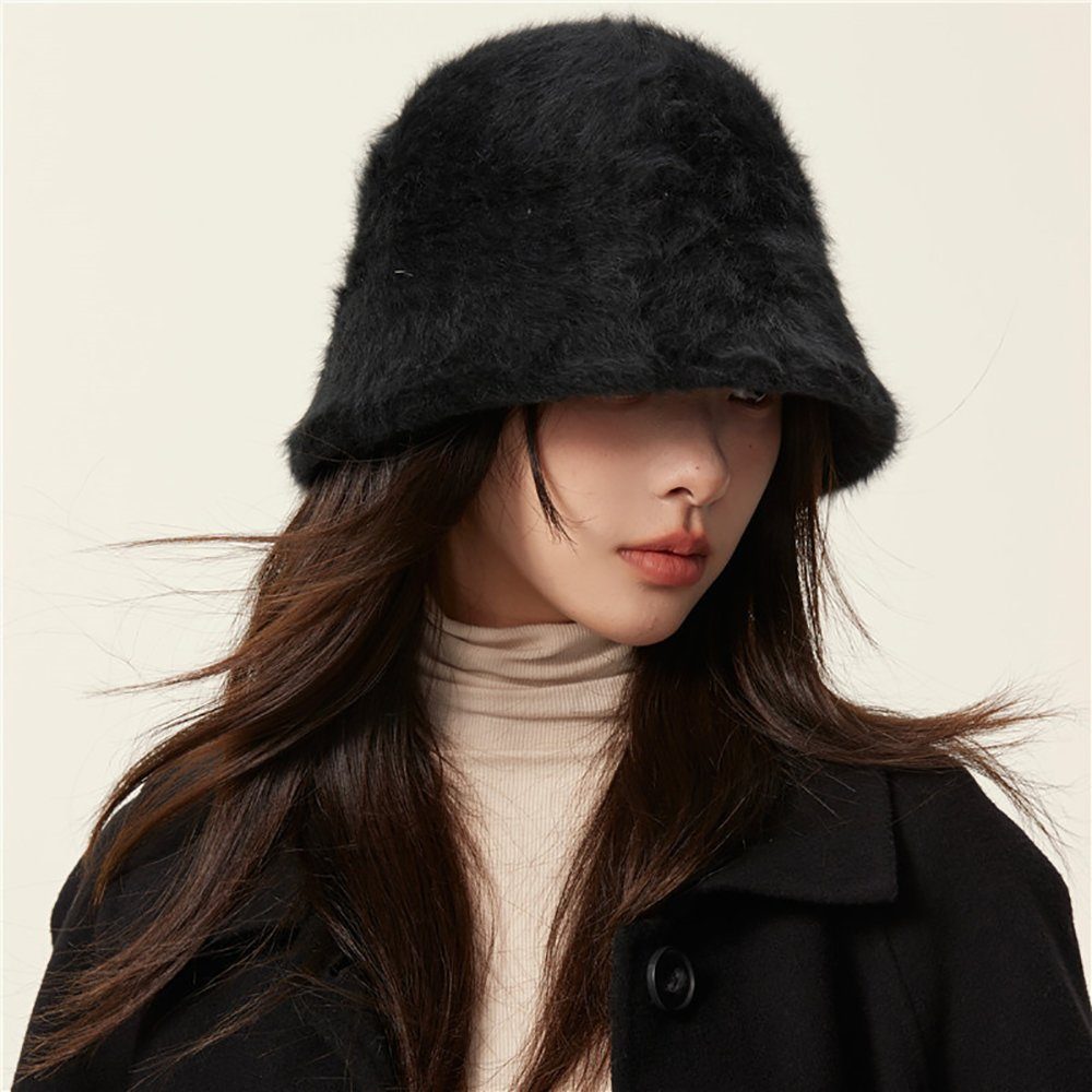 HutWorld Filzhut Damen Kaninchenfellimitat Mütze (Warme Wintermütze mit Weichem Innenfutter, Eimerhut Cap Damen Koreanisch Stil) winddicht und warm