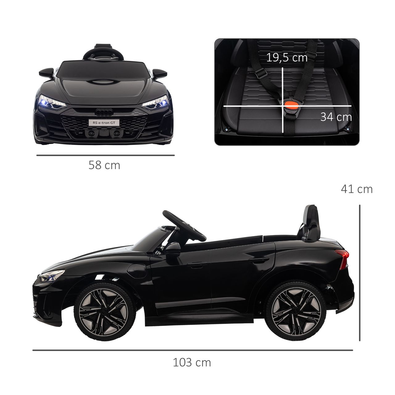 HOMCOM Kinder Elektroauto, Kinderfahrzeug mit Ferbedienung, Kinderauto, Schwarz