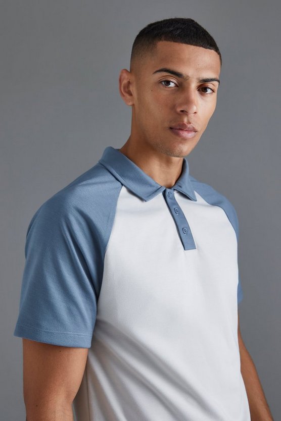 Slim-Fit Raglan Colorblock Poloshirt
