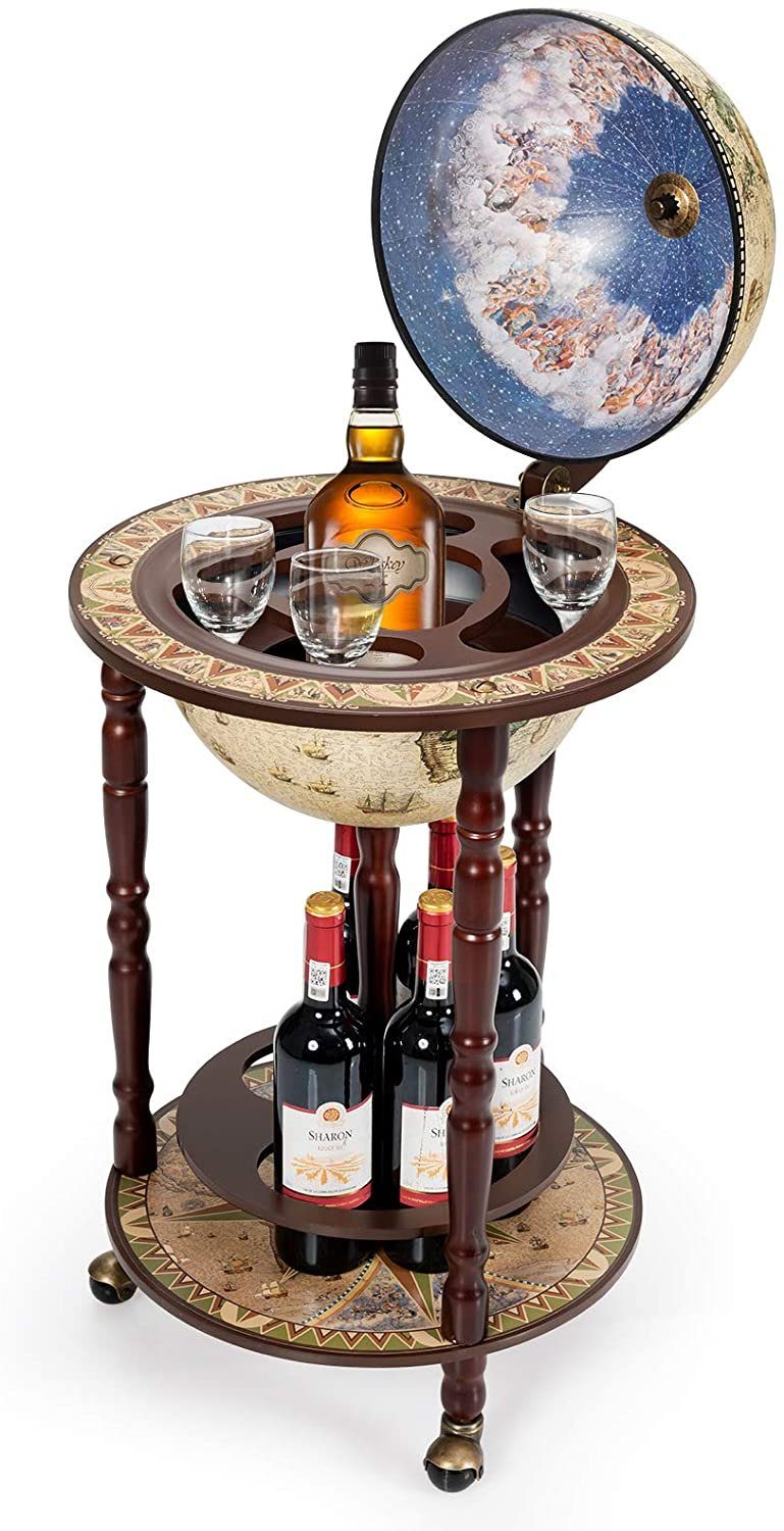 COSTWAY Weinregal Globusbar Servierwagen, mit Rollen