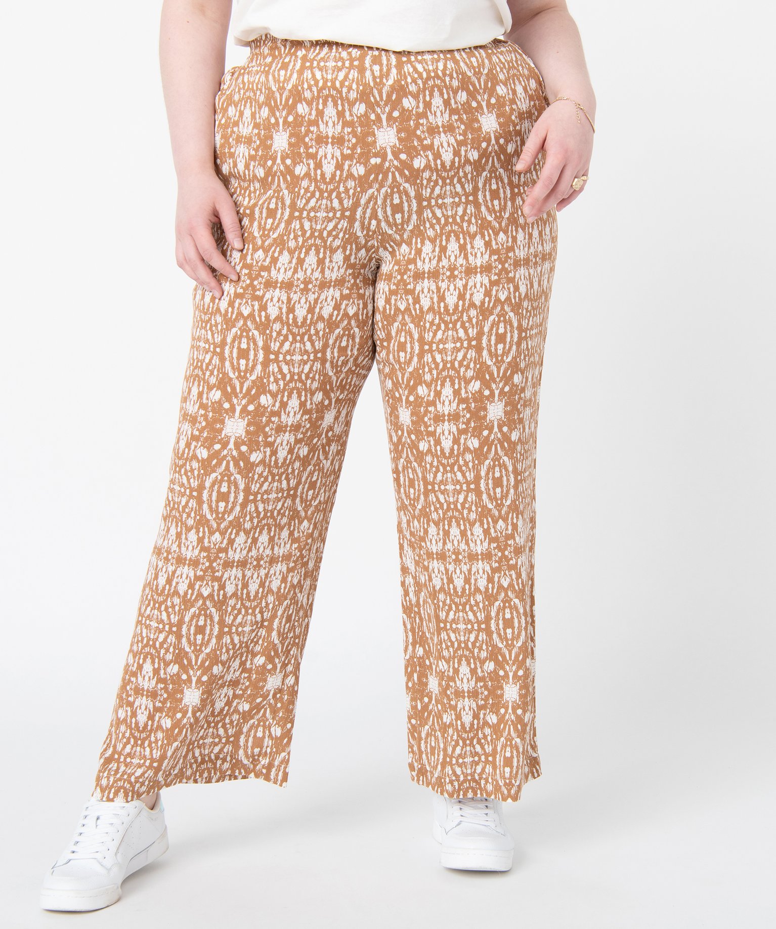 Pantalon femme grande taille imprimé coupe large imprime | GEMO