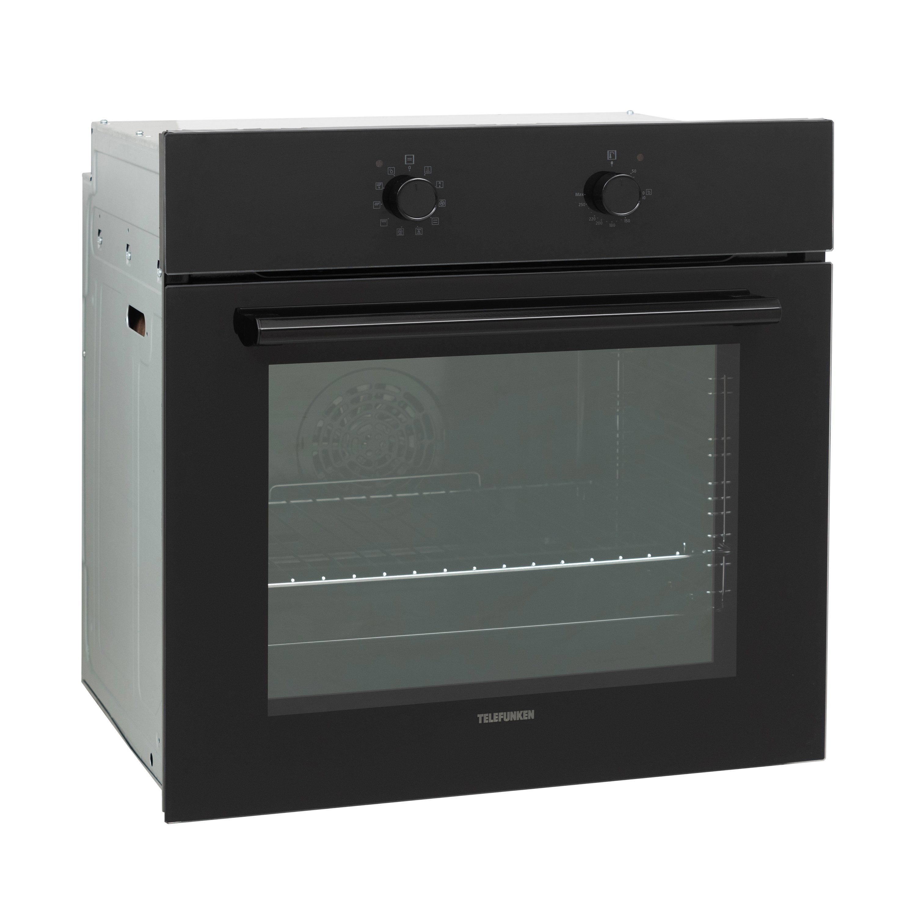 Telefunken Einbaubackofen ECB65A-B, VapClean, 65 Liter, 10 Funktionen, Autark, Dampfreinigung, 60 cm, Edelstahl