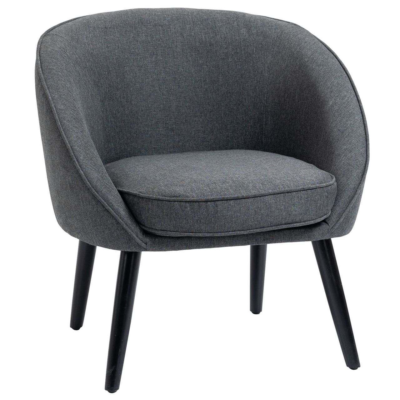 HOMCOM Esszimmerstuhl Wohnzimmerstuhl Bürostuhl Polsterstuhl modern Polyester Holz Grau 71 x 65 x 75 cm