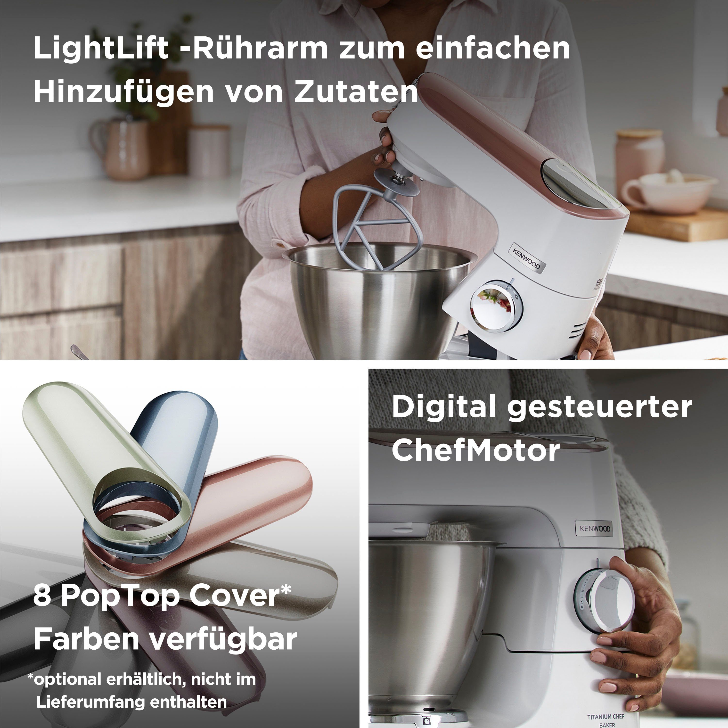 KENWOOD Küchenmaschine Titanium Chef Baker KVC65.001WH, 1200 W, 5 l Schüssel, weiß