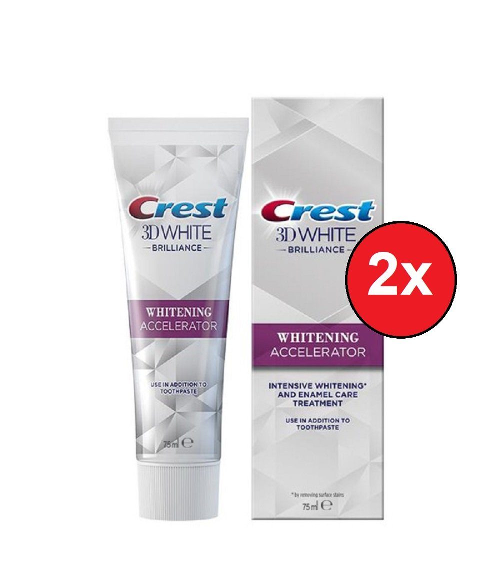 Sibastore Zahnpflege-Set 2x75ml Crest 3D White Brilliance Accelerator Intensiv Zahnweiss, Zähne effektiv aufzuhellen und gleichzeitig Ihren Mund frisch und sauber zu halten, 2-tlg., gegen hartnäckige Verfärbungen für strahlend weiße Zähne Zahnpflege,