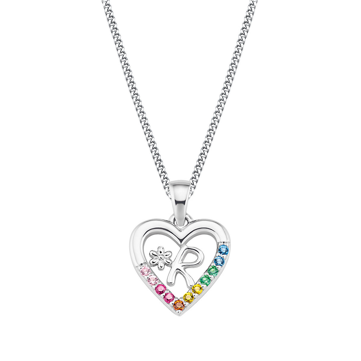 Kette mit Anhänger für Mädchen, 925 Sterling Silber, Zirkonia synth. | R Halsketten für Mädchen