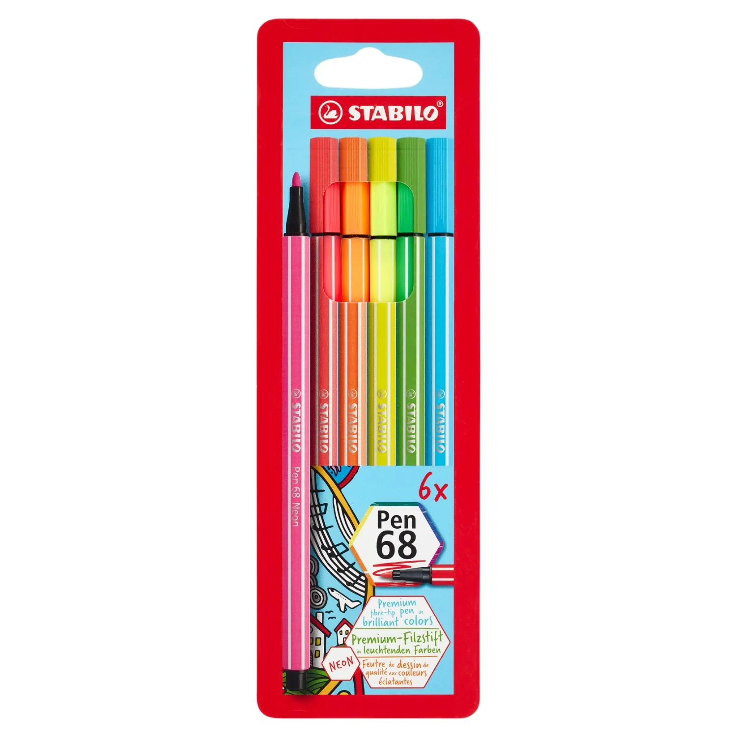 Astuccio da 6 Pennarelli Premium Pen 68 Colori Fluo
