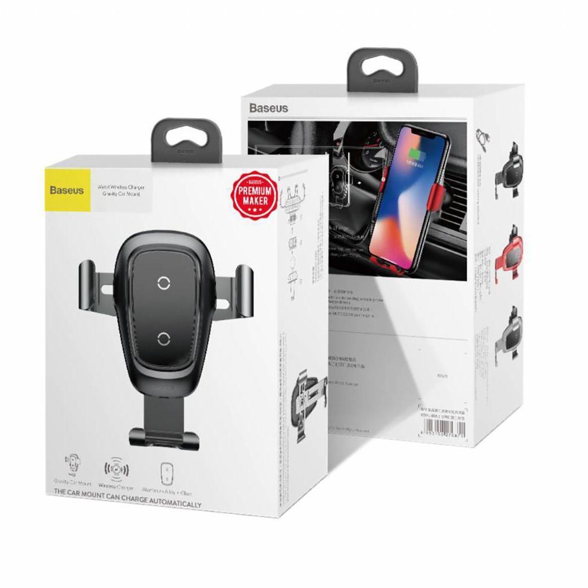DOTMALL Baseus Wireless Charger Gravity Autohalterung Handyhalter Schwarz Handy-Halterung