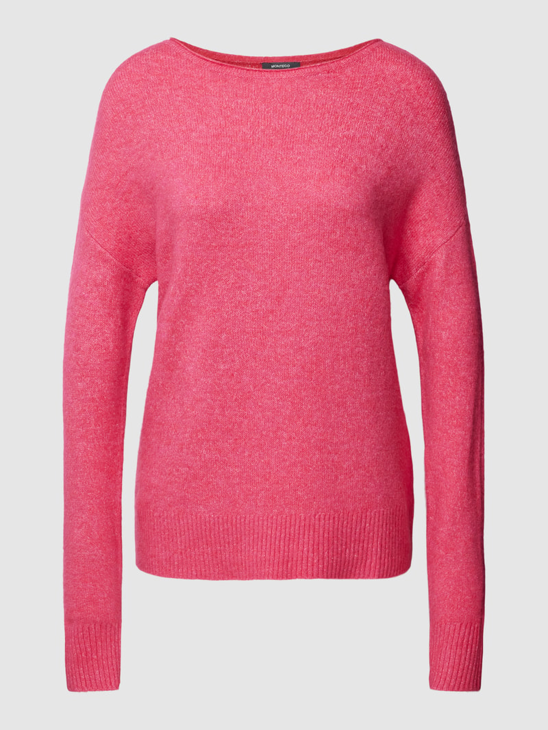 Strickpullover in melierter Optik in fuchsia meliert