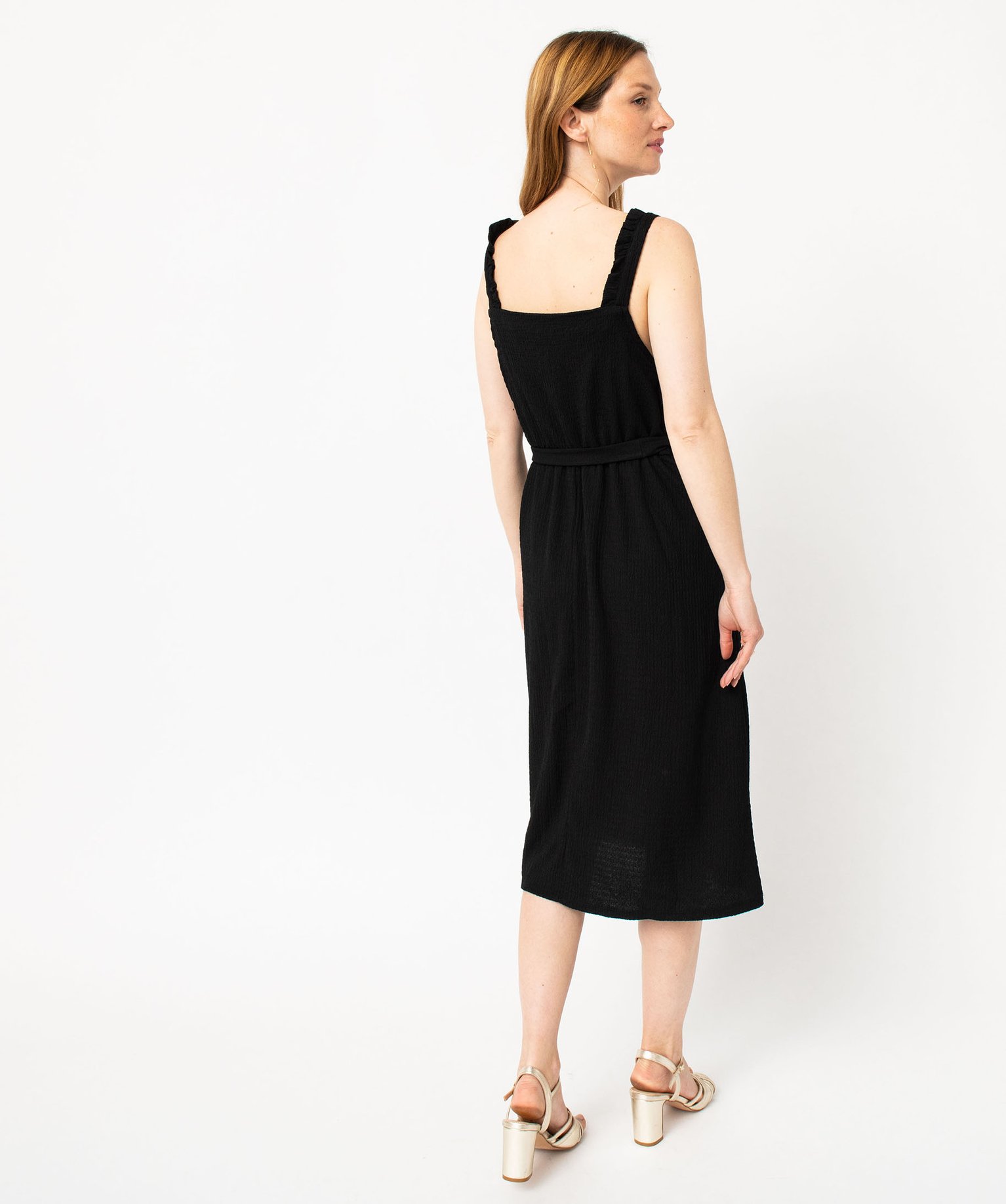 Robe de grossesse à bretelles et col V noir | GEMO