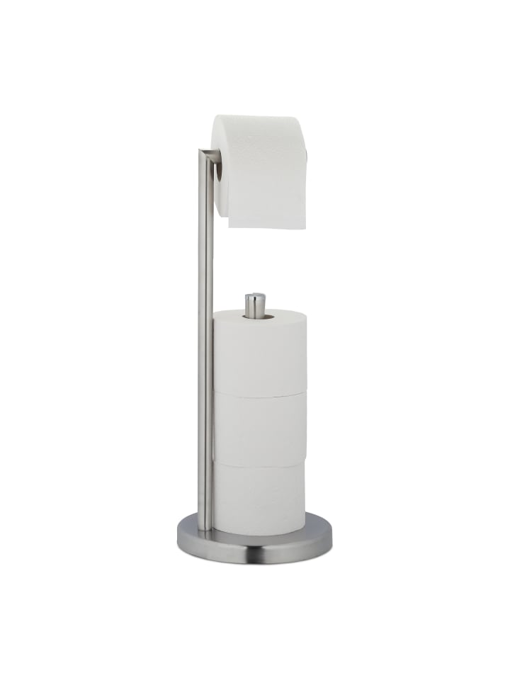 relaxdays Toilettenpapierhalter in Silber - (H)53 x Ø20,5 cm günstig kaufen onesize
