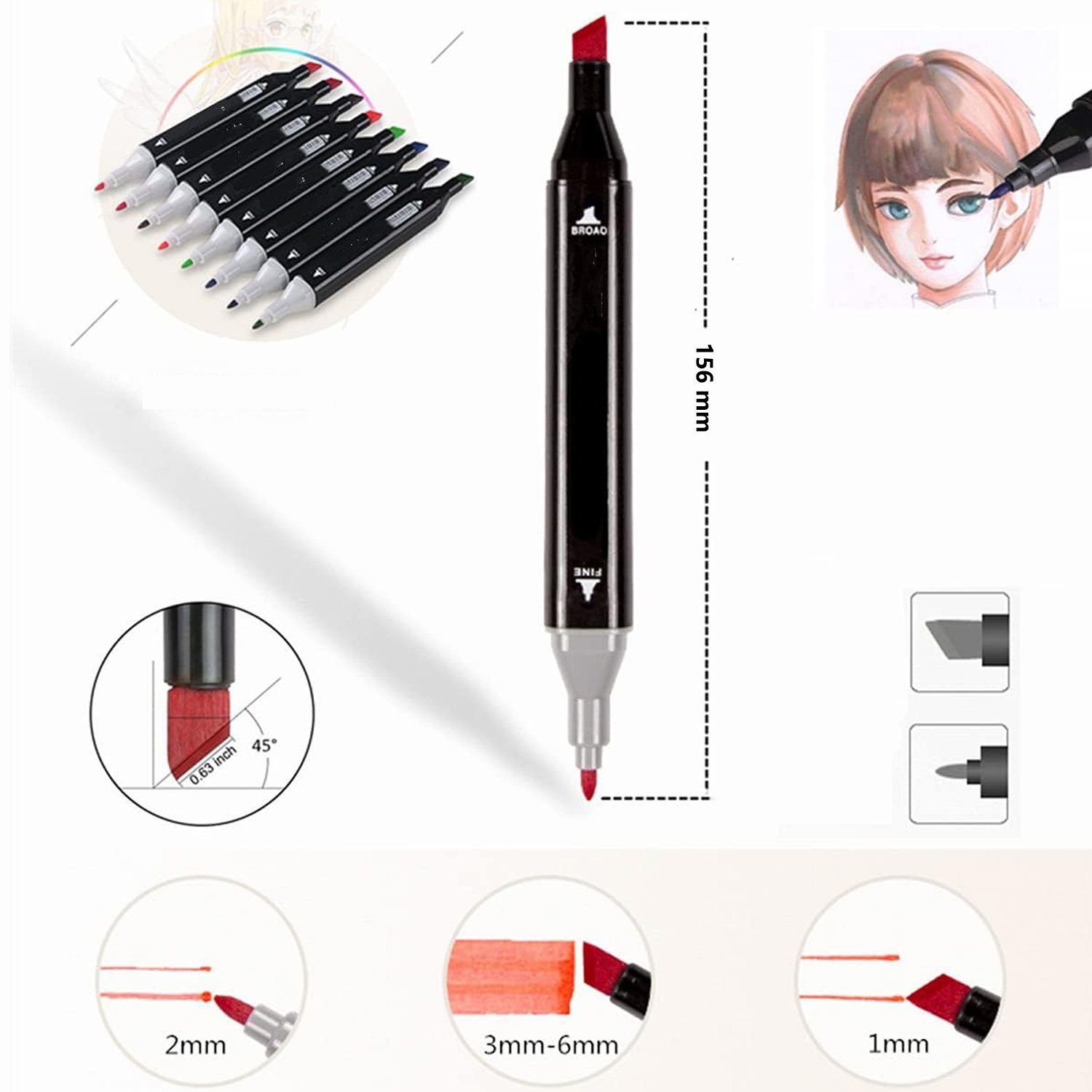 AKKEE Permanentmarker Permanent Marker Filzstifte Copic Marker Lackmarker Stifte, (Set, 80-tlg)