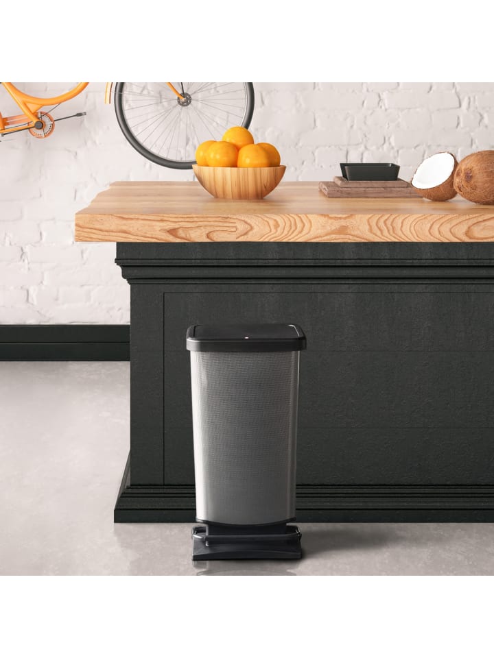 Rotho Paso Mülleimer 40l mit Pedal und Deckel in Carbon metallic günstig kaufen onesize