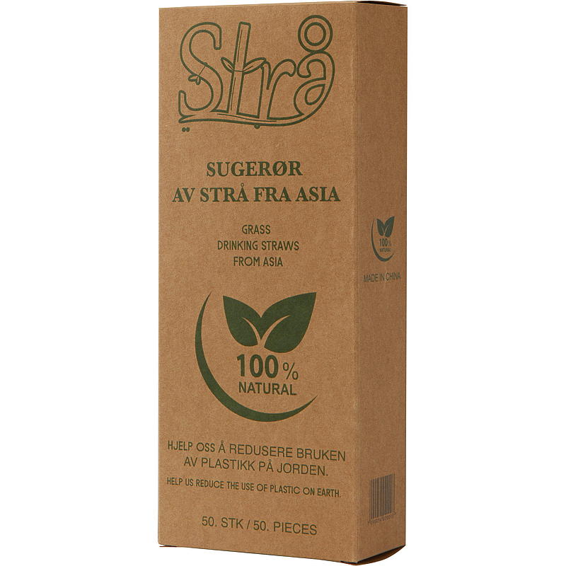 Sugerør av strå 50-pk 100% nedbrytbar