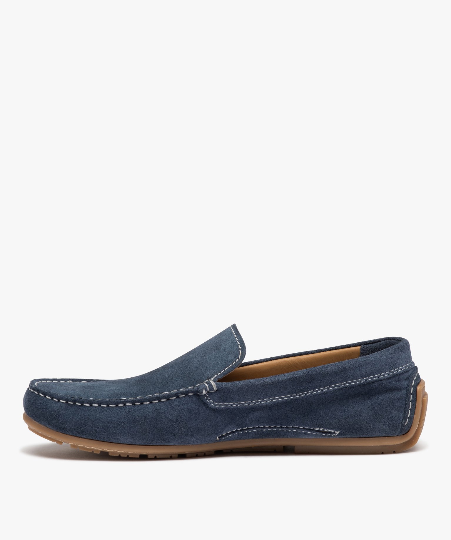Mocassins homme unis en cuir velours bleu | GEMO