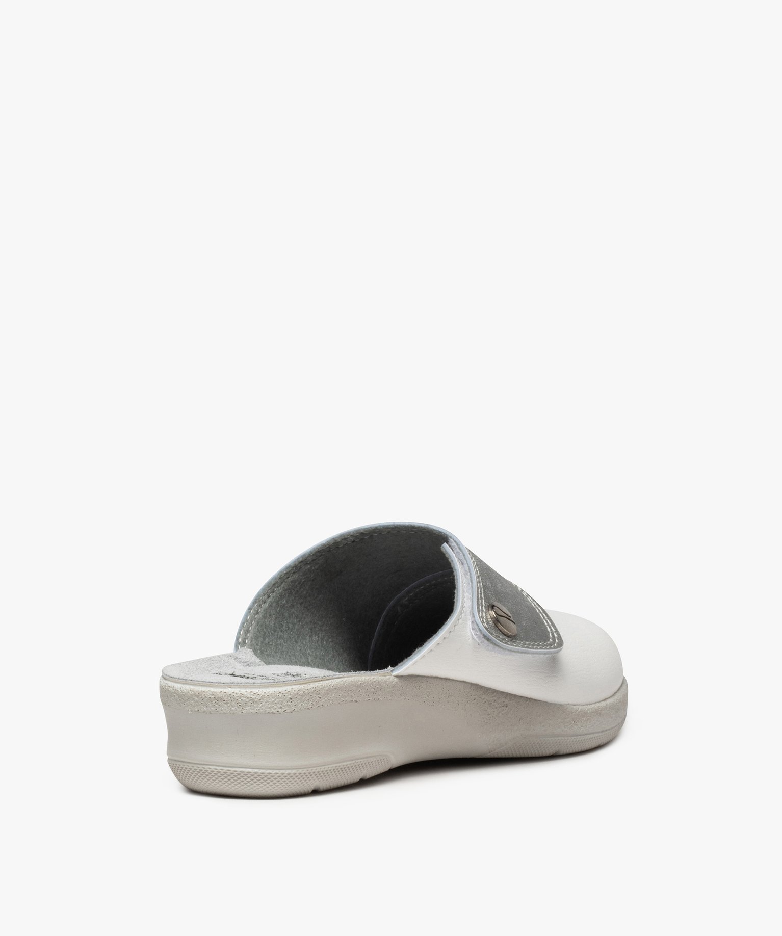 Sabots femme confort dessus bicolore ajustable à scratch blanc | GEMO