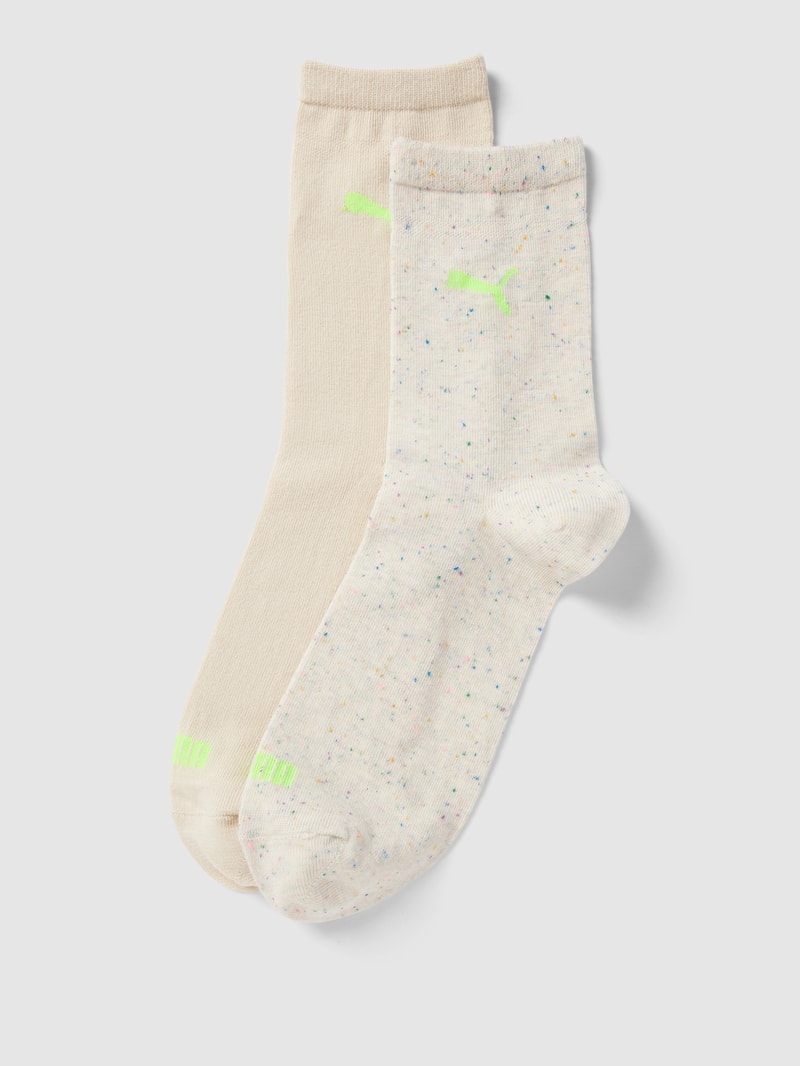 Socken mit Label-Details im 2er-Pack in beige meliert