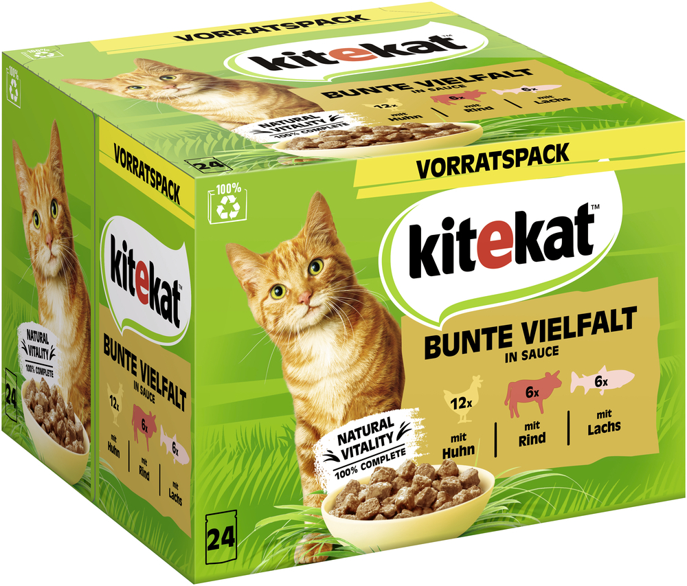 Kitekat Nassfutter Kitekat Multipack Bunte Vielfalt in Sauce 24x85 g
