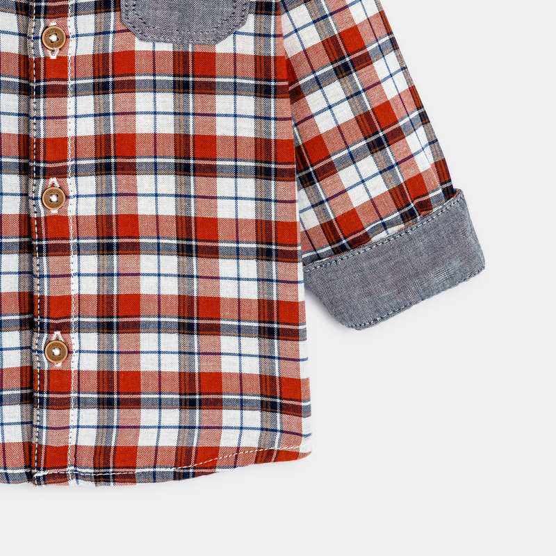 Chemise à carreaux à capuche orange bébé garçon