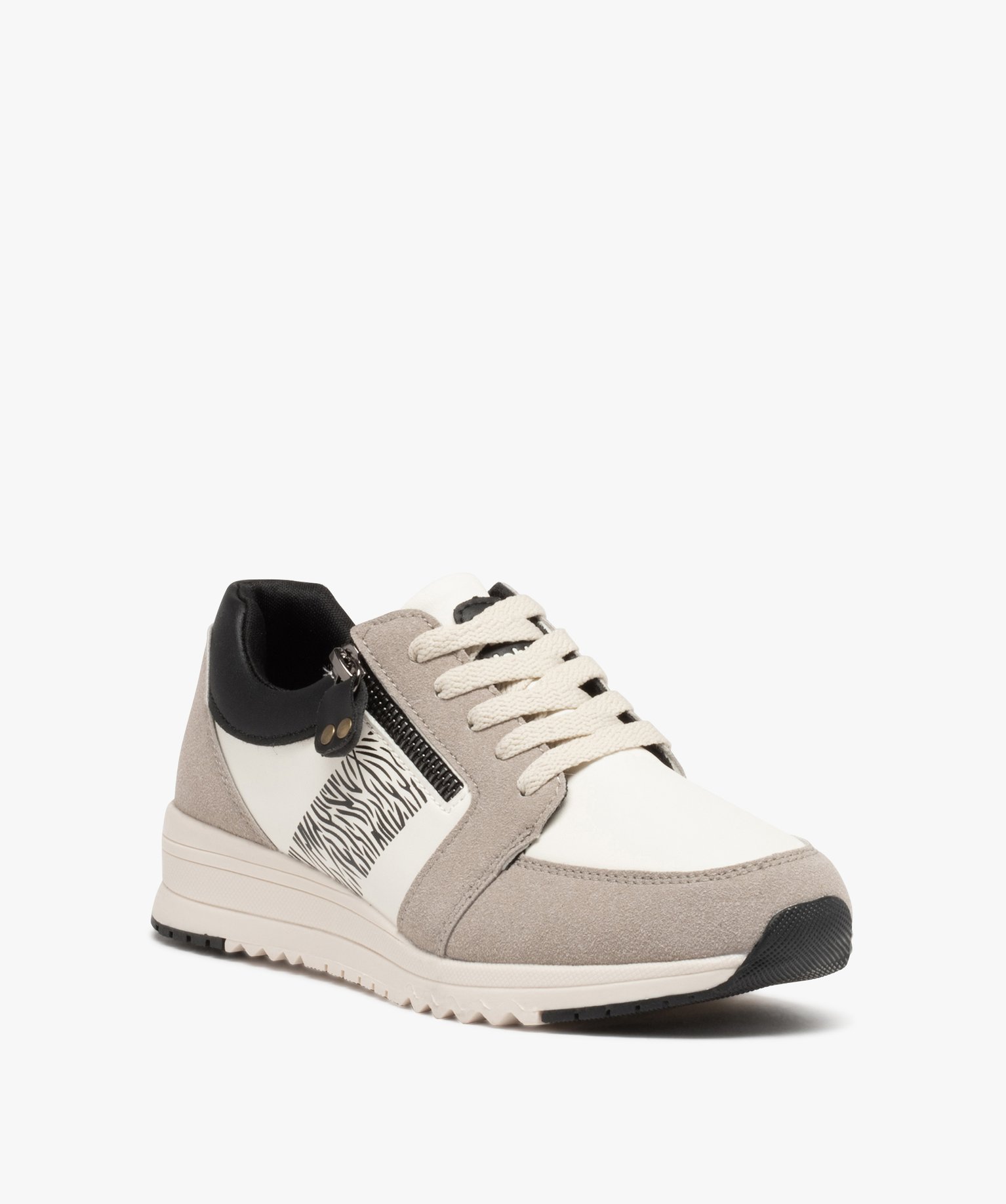 Baskets femme style casual avec détails fantaisie - Hobiz beige | GEMO