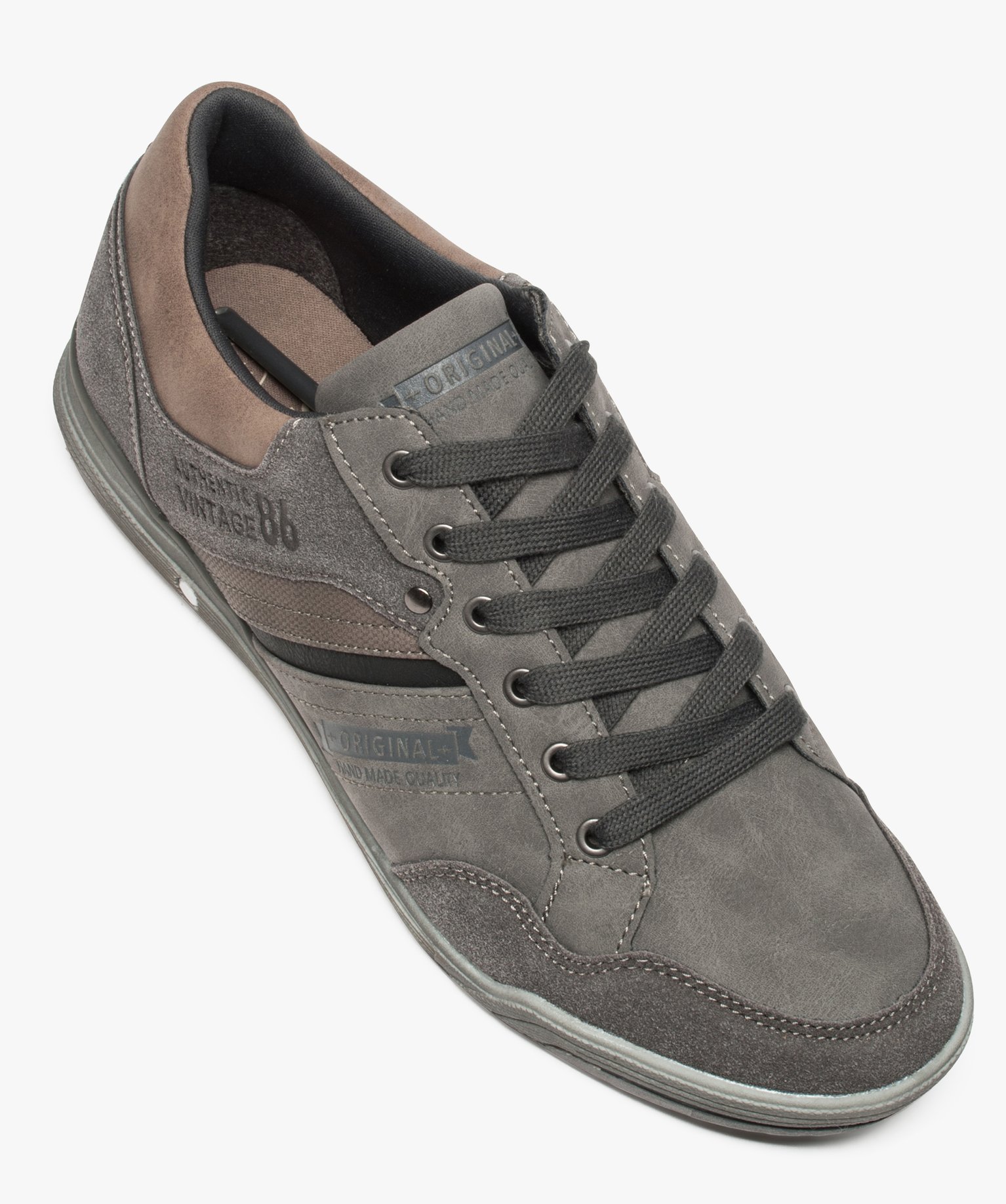 Baskets homme baskets de ville multimatières avec surpiqres gris | GEMO
