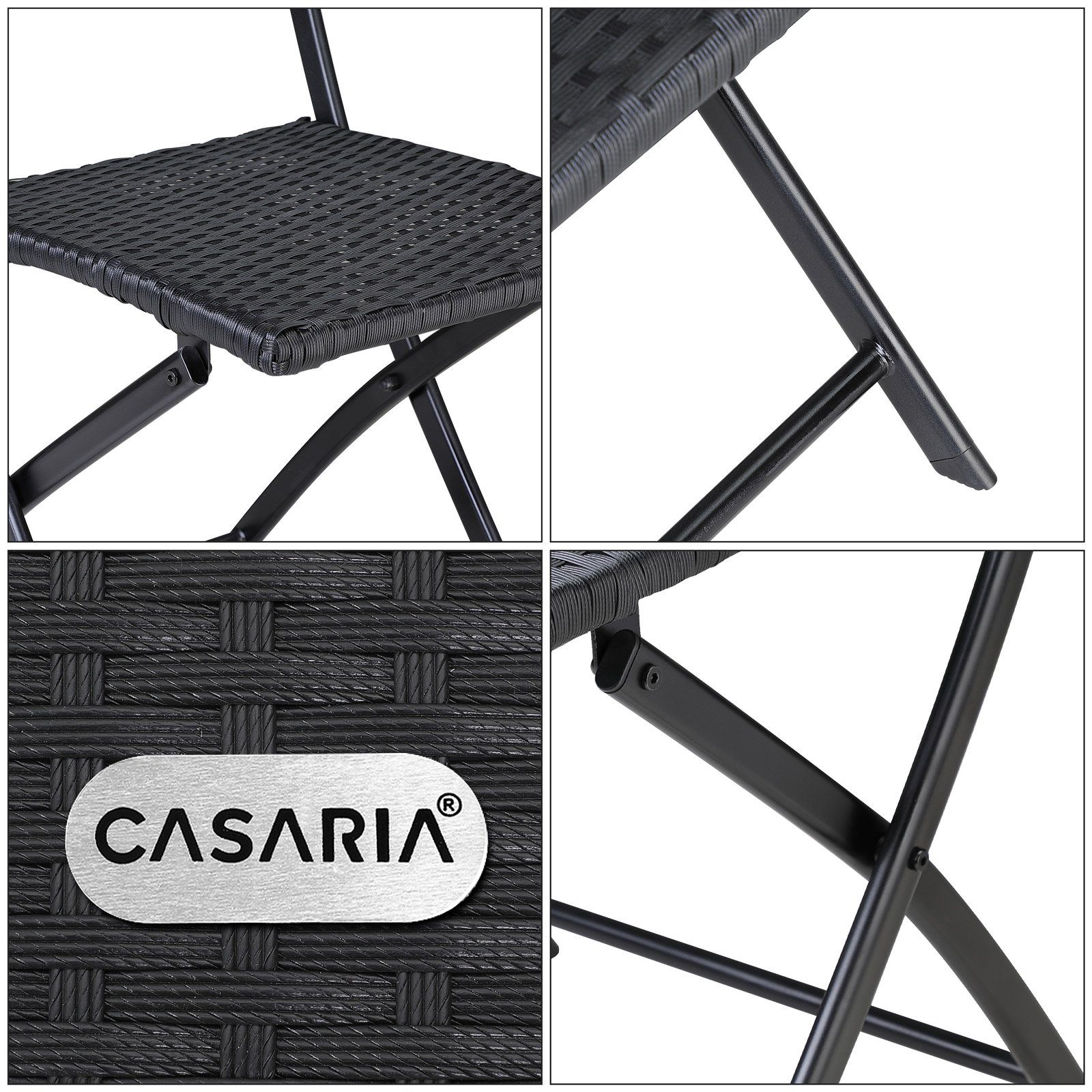 Casaria Klappstuhl Rom (4 St), Polyrattan 4er Set 120kg Belastbarkeit Platzsparend Klappbar Leicht