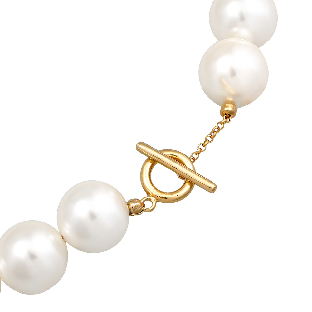Elli Elli Collier Femmes Tendance T-Bone fermoir avec perles de coquillage en argent s collier