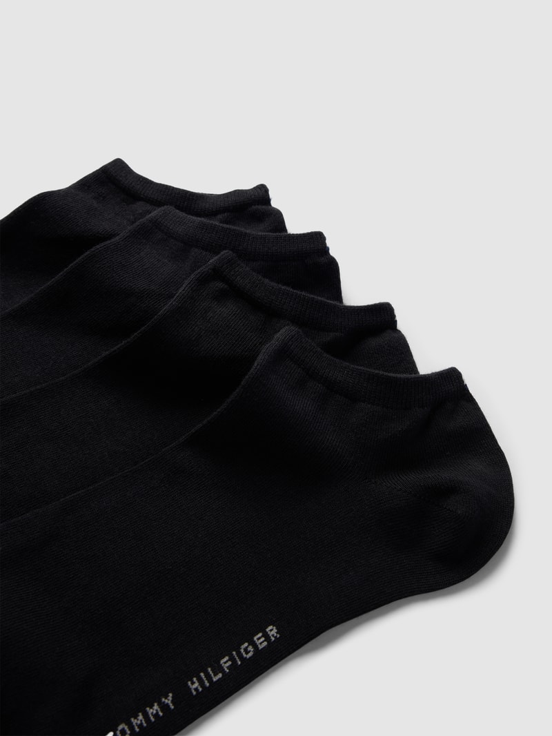Sneakersocken mit Rippenbündchen im 4er-Pack in schwarz