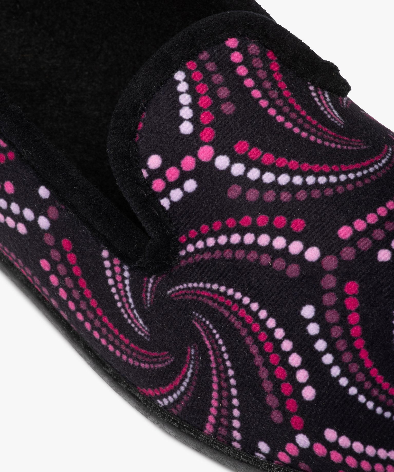 Chaussons charentaises en velours ras imprimé femme violet | GEMO