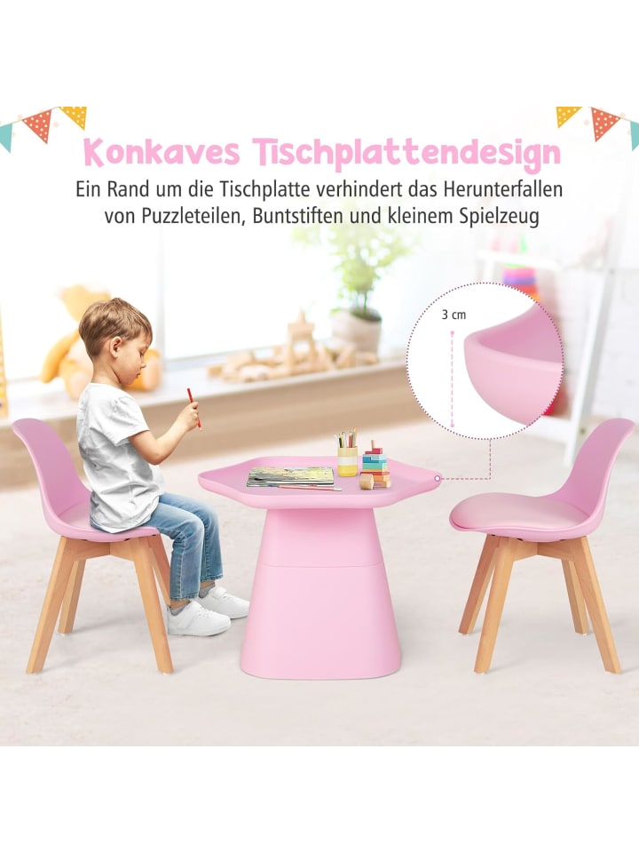 COSTWAY Sitzgruppe 3 tlg. Set 3-8 Jahren in Rosa günstig kaufen onesize