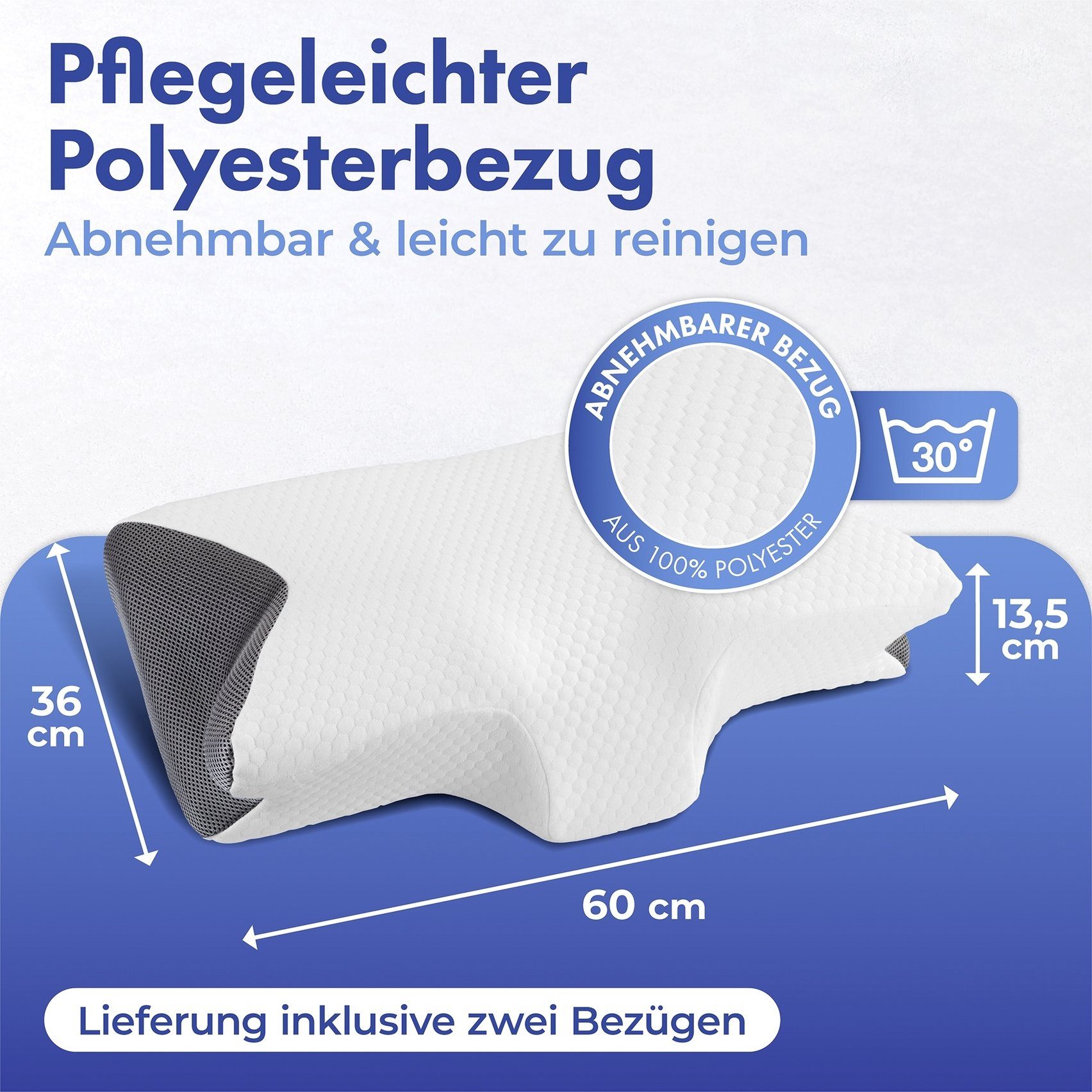 WENKO Seitenschläferkissen Seitenschläferkissen, WENKO Seitenschläferkissen VISCO (BHT 60x13.50x36 cm) BHT 60x13.50x36