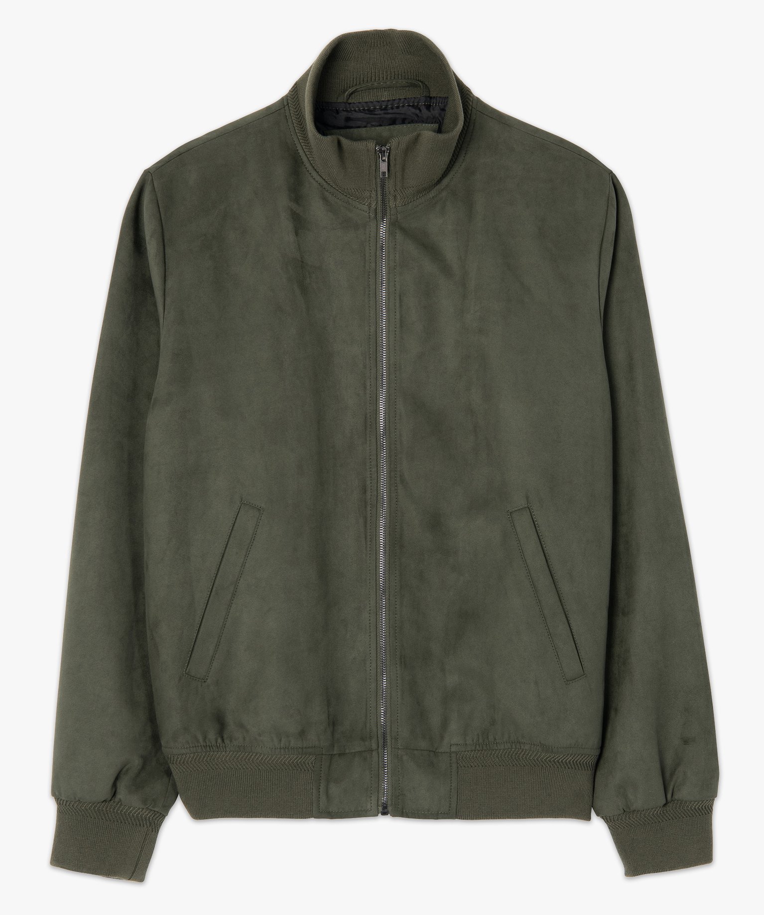 Blouson homme en suédine avec finitions bord-cte kaki | GEMO