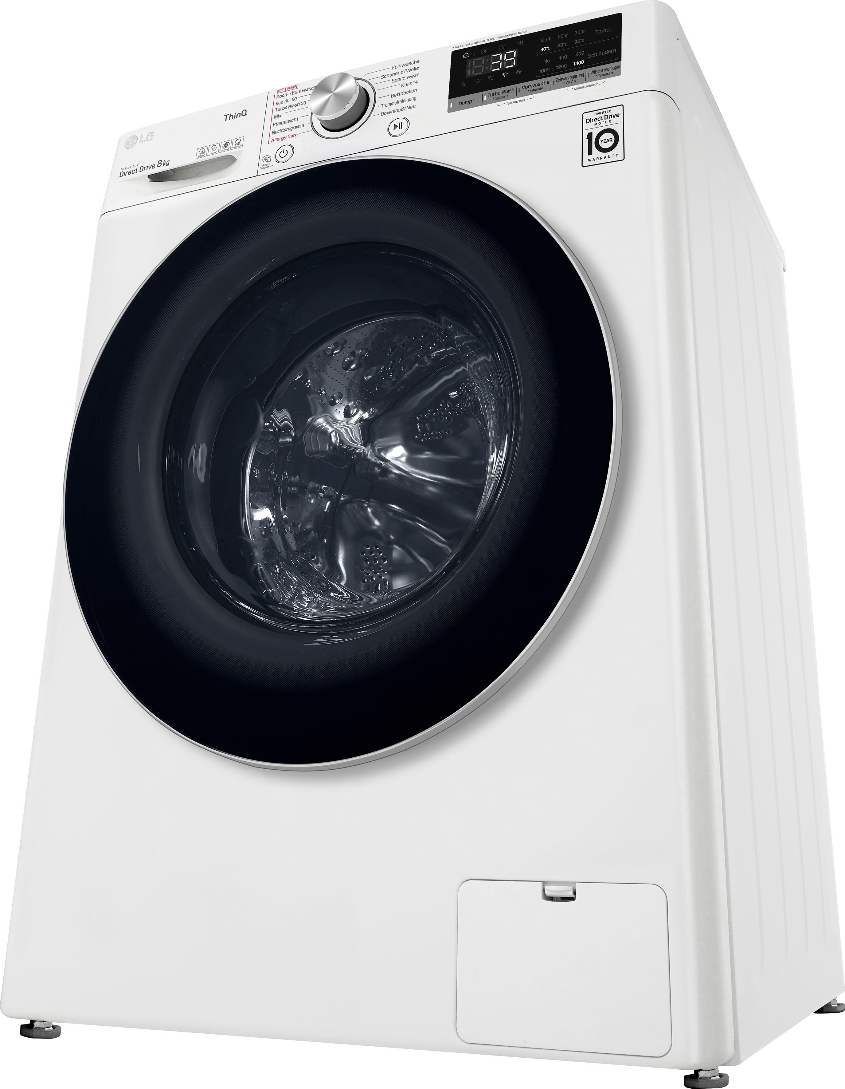 LG Waschmaschine Serie 7 F4WV708P1E, 8 kg, 1400 U/min, TurboWash® - Waschen in nur 39 Minuten