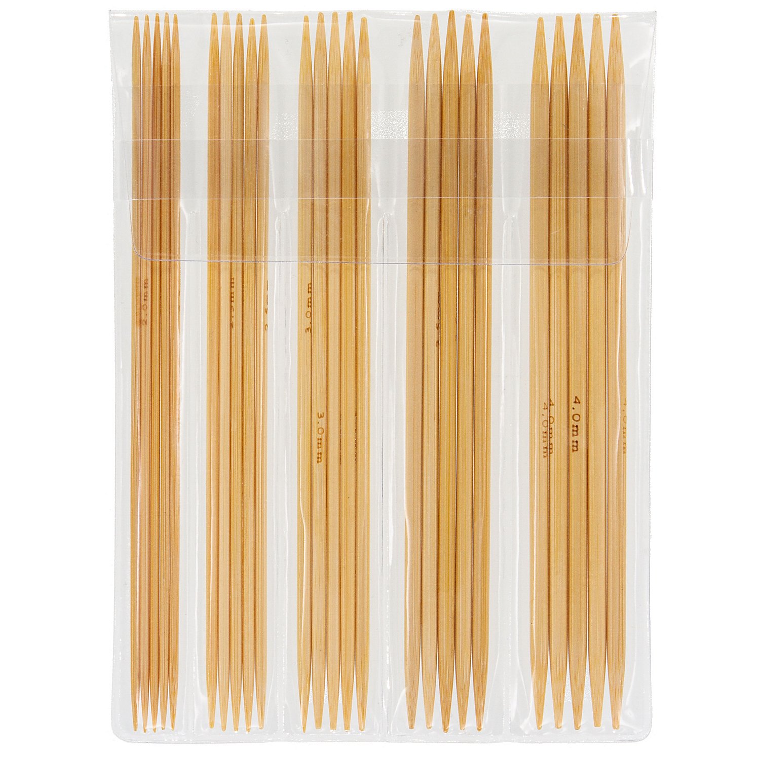 buttinette Strumpfstricknadel-Set, Bambus, 15 cm, Stärken: 2–4