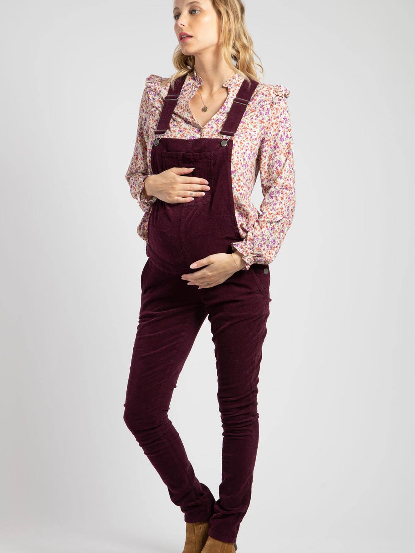 Envie de Fraise Umstands-Latzhose aus Cord MERYL ENVIE DE FRAISE - aubergine