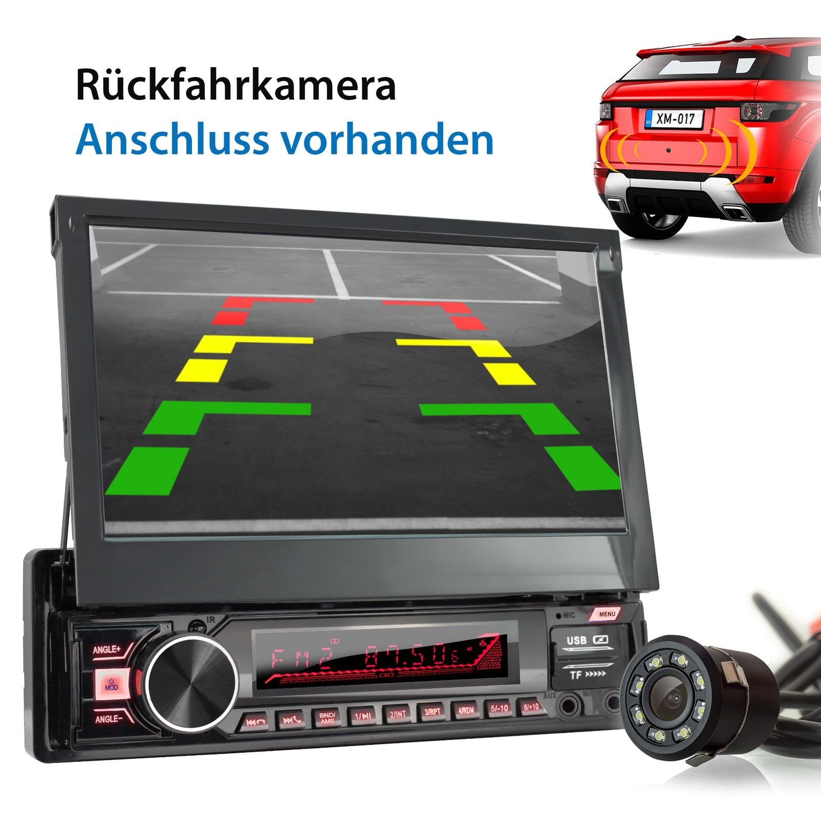 XOMAX XM-V779 Autoradio mit 7 Zoll Touchscreen Bildschirm Bluetooth, 1 DIN Autoradio