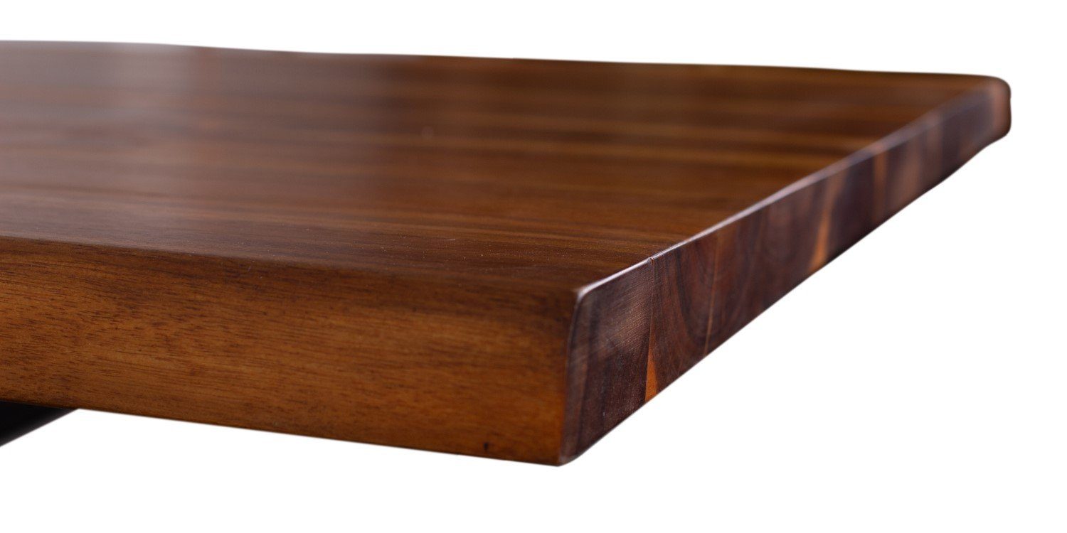 bene living Essgruppe Baumkantentisch Turin, 4er Set Diningsessel Bergamo grün, (Indoormöbelset, 5-tlg), Akazienholz - Samtbezug - Esszimmer, Wohnzimmer, Büro
