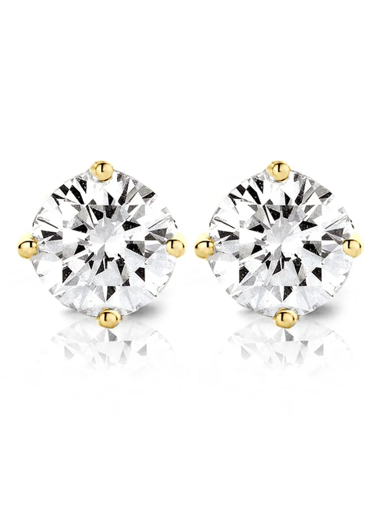 Diamond Point Yellow gold solitaire lab-grown diamond stud earrings, 0.36 ct. 0.36 ct diamond Lab-grown diamond