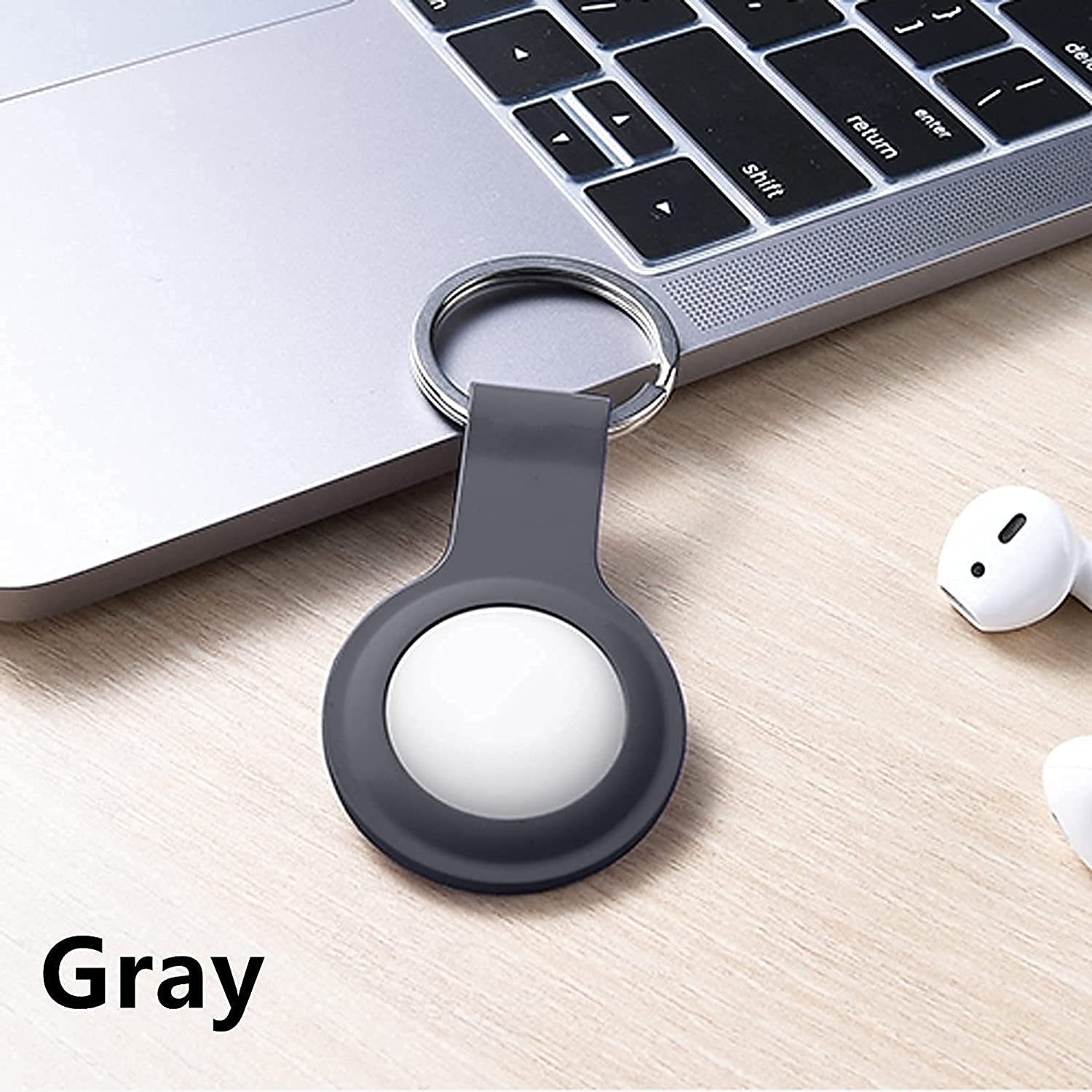 GESMA Schlüsselanhänger 6 Stück Schutzhülle mit Schlüsselanhänger für Apple AirTag, Silikon Hülle mit Keyring für AirTags Anhänger Halter Keychain Case Cover Key Ring (6-tlg)