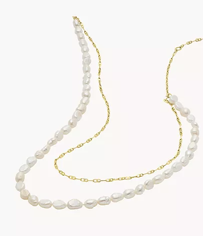 Fossil Kette Heritage Pearl D-Link doppelt Süßwasserperlen weiß