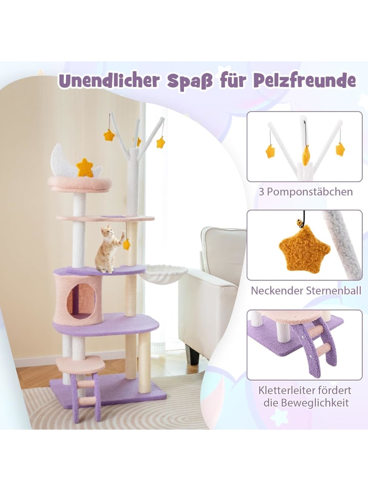 COSTWAY Katzenbaum 59x49x158cm in Lila günstig kaufen onesize