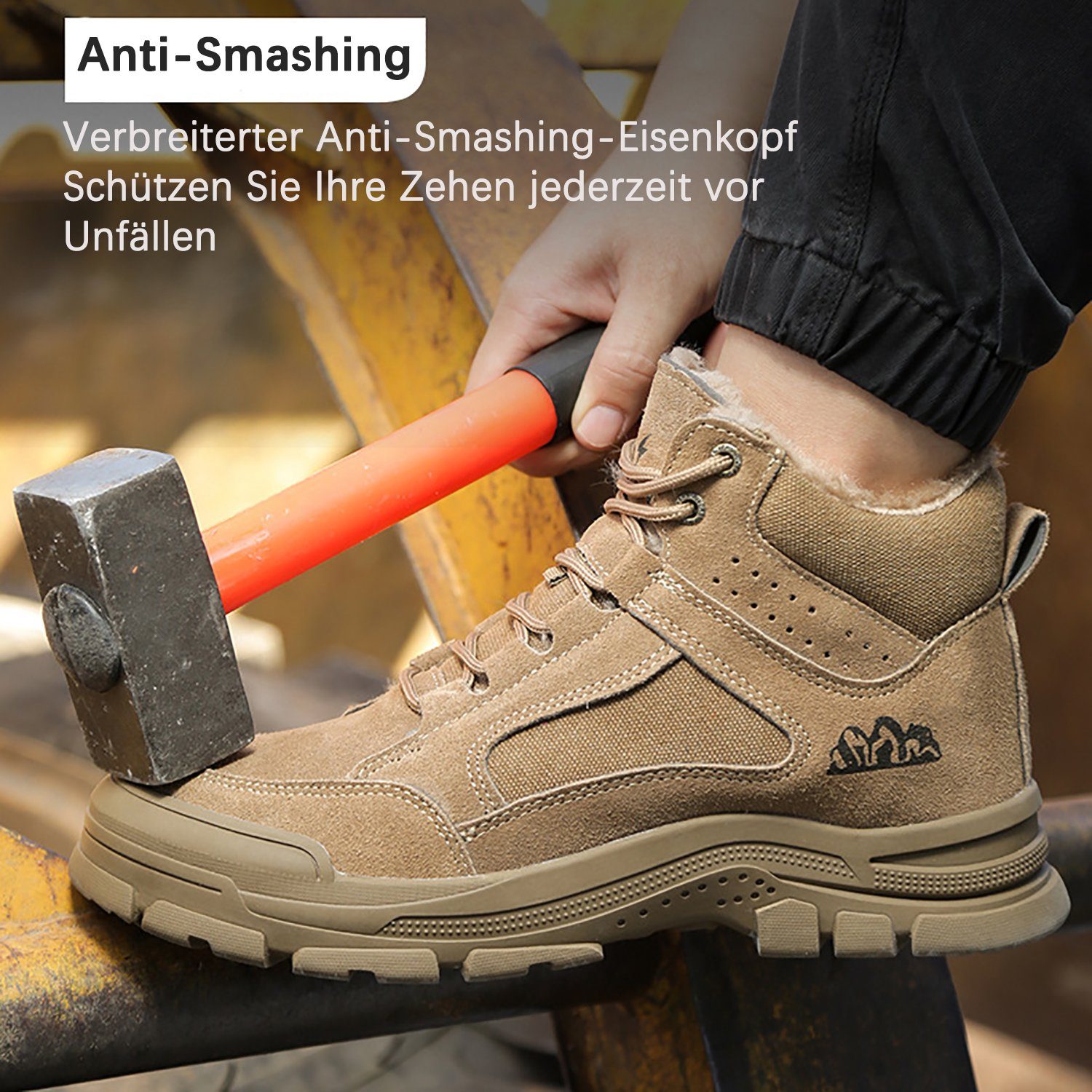 Daisred Winterschuhe Herren Winter Gefüttert Sicherheitsschuhe Arbeitsschuh