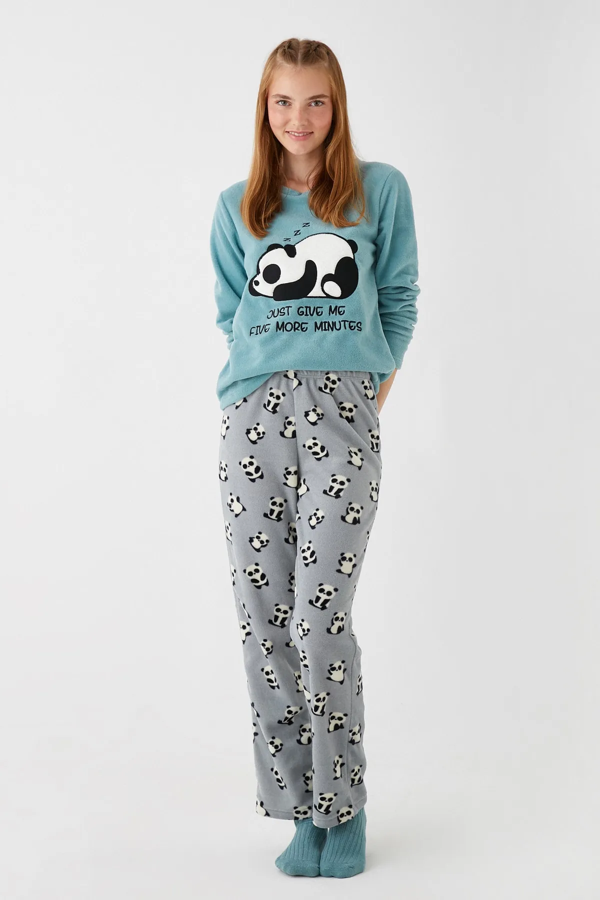 Koton  Grünes Pyjama-Set für Damen 3WLK40049MK