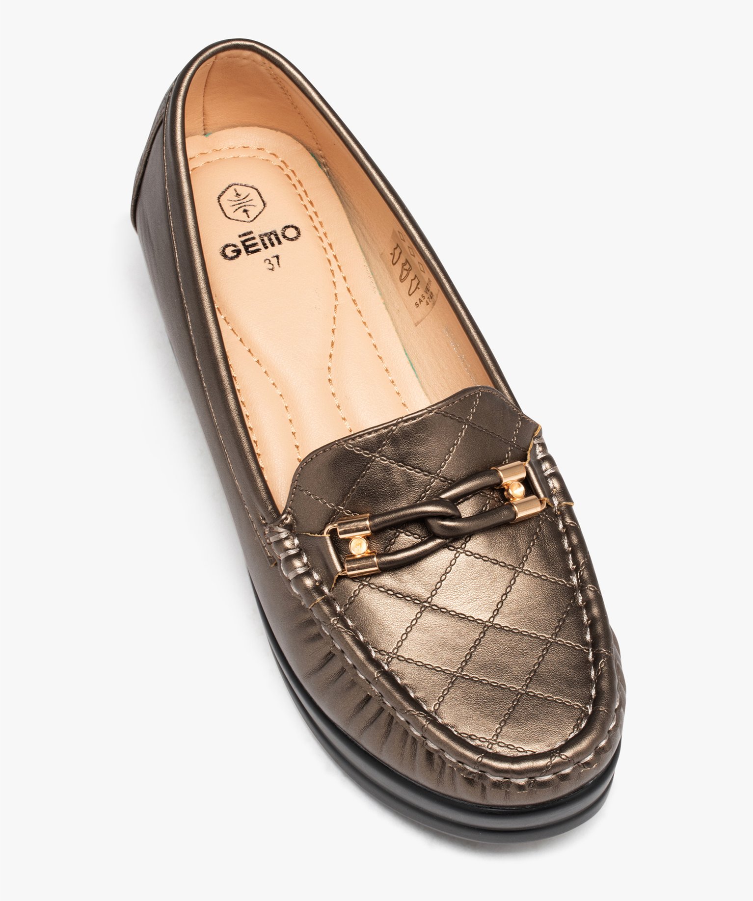 Mocassins femme confort dessus uni effet métallisé à seme... bronze | GEMO