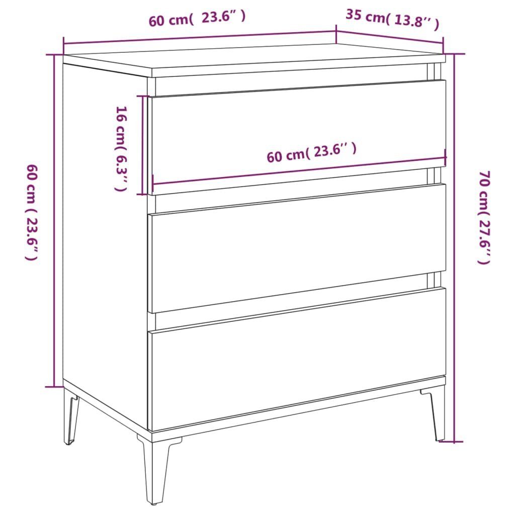 vidaXL Sideboard Sideboard Grau Sonoma 60x35x70 cm Holzwerkstoff (1 St)