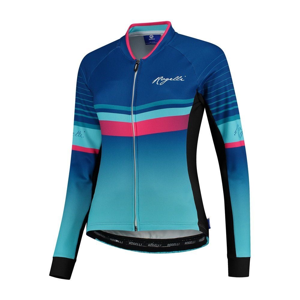 Rogelli Impress Blau/Rosa Damen Radtrikot Langarm