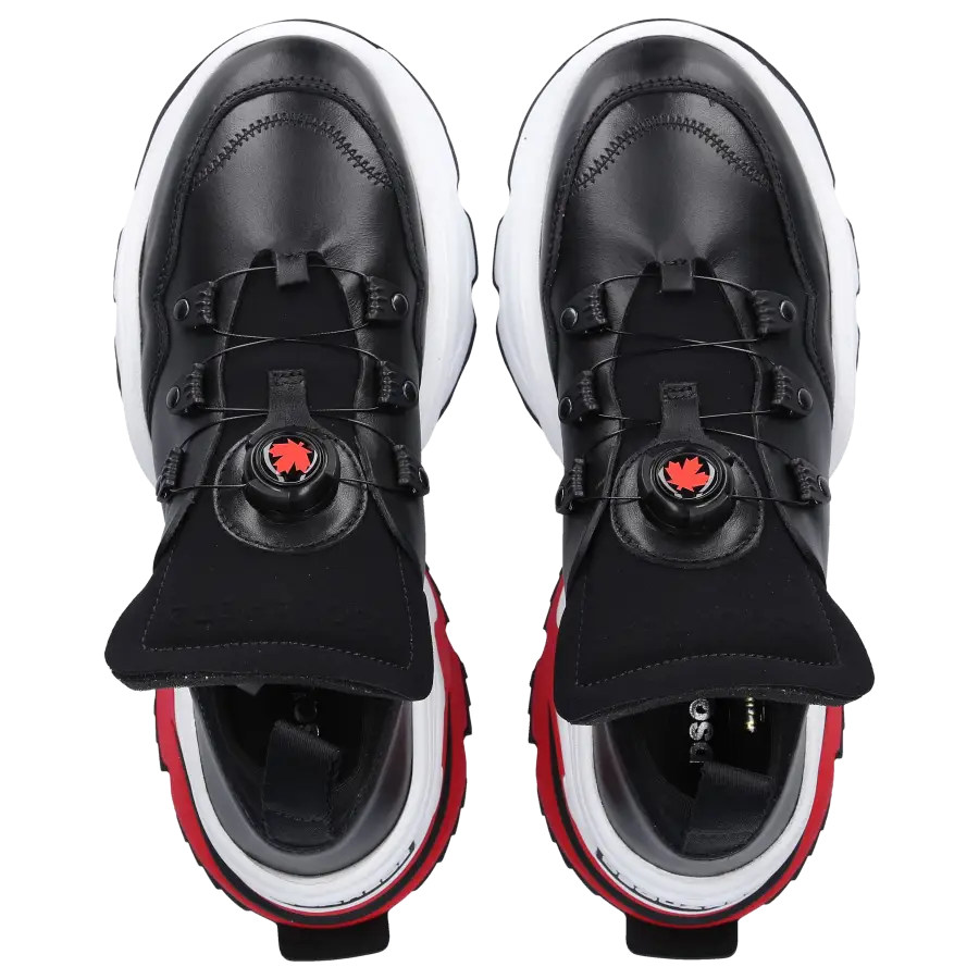 Dsquared2 - Sneaker low THE ROLLING GIANT Kalbsleder Neopren Logo schwarz weiß - schwarz