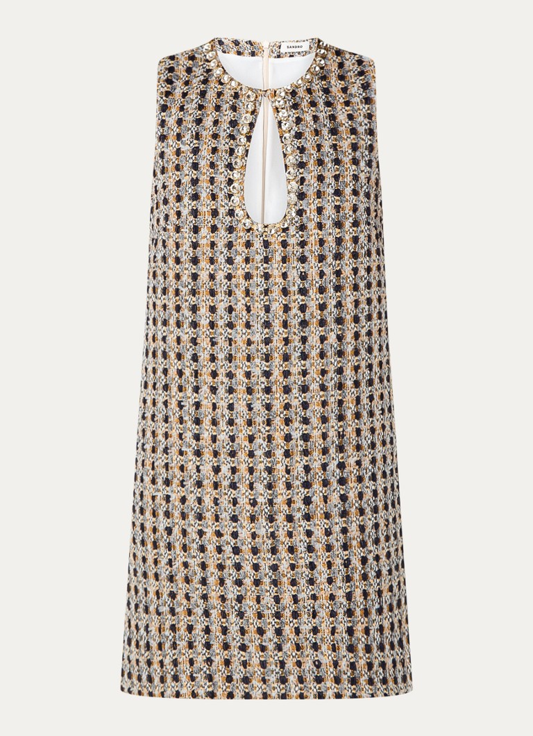 Rochie mini Sandro cu efect de tweed și cristale.