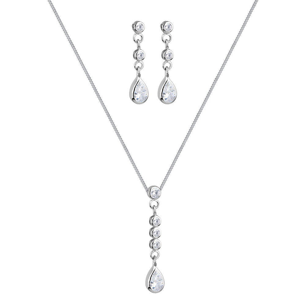 Elli Elli Ensemble de Bijoux Tropfen Zirkonia 925 Sterling Silber Bijoux